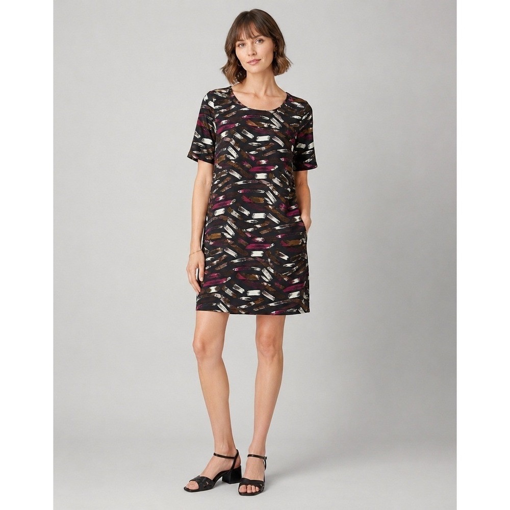 TOAST Shift Dress Womens 10 Brown Abstract Print Viscose Lined Pockets